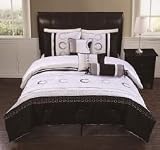 Anastacia Black & White Queen Size 7 Piece Bedding Set