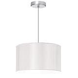 571807-840-SC 2-Light Satin Chrome Pendant w/ Jewel Tones Pearl Drum Shade w/ 840 Diffuser