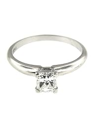 0.74 Ct Diamond Princess Cut Engagement Ring Platinum by 