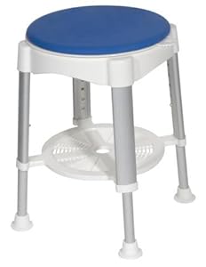 Drive Medical Bath Stool With Padded Rotating Seat, White with Blue Seat