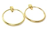 LARGE 2 1 2 Gold Tone Hoop Clip-On Earrings
