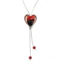 Red, Black and Gold Murano Glass Heart Necklace