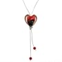 Red, Black and Gold Murano Glass Heart Necklace