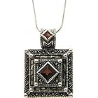 Sterling Silver Marcasite and Genuine Garnet Pendant by Marcasite Birthstones