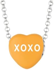 Sterling Silver 10mm Orange enamel Sweethearts XOXO Heart Pendant
