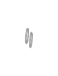 14K White Gold - Hinged Diamond Inside/Outside Hoop Earrings