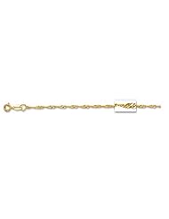 14k Solid Yellow Gold Singapore Rope Chain Necklace 1.5mm 24"