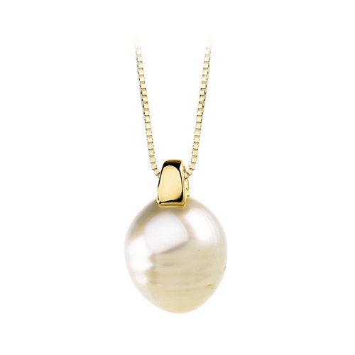 14K Yellow Gold 13 MM Paspaley South Sea Cultured Pearl Pendant with Chain