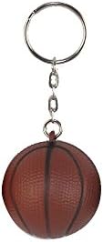 Ball 4cm Basketball Volleyball Football Golf Rugby Tennis Soft Foam Keychains Key Chain Key Ring Charm Pendants (Brown Basketball)