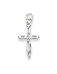 14k White Gold Passion Cross Charm, Best Quality Free Gift Box Satisfaction Guaranteed