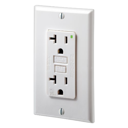 Leviton 7899-W 20 Amp 125 Volt, SmartlockPro GFCI, with Indicator Light, Nylon Wallplate and Screws Included, White