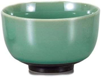 Japanese Traditional Emerald Jade Crystal Shiny Ceramic Pedestal Chawan Bowl Mino Ware [Made in Japan]