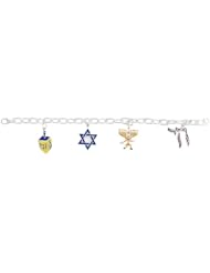 Sterling Silver bracelets Anti-Tarnish Extra-Long Bracelet w/ Hannukah Charms AWSS-71-206825