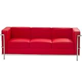 Lexington Modern Le Corbusier Style LC2 Sofa, Genuine Red Leather