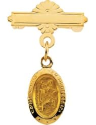 St. Christopher Baptismal Pin 14K Yellow Gold 12.00X09.00 mm