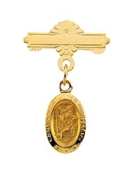 CleverEves 14K Yellow Gold 12.00X09.00 mm St. Christopher Baptismal Pin