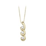 3 Cubic Zirconia (Created) Slide Pendant in 14K Yellow Gold with Chain
