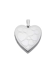 Sterling Silver Engraved Heart Locket Pendant (0.95" or 24mm Height)