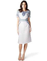 Per Una Linen Blend Embroidered Shift Dress
