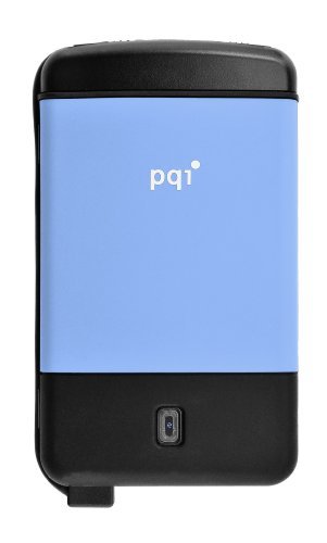 PQI 500GB High Speed External Hard Drive H560. Ultra protection against vibration and shock, compliance with US military grade MIL-STD-810F 516.5 procedure IV (transit drop test), Data security with encryption, Backup at the press of a button. (Color: Blu