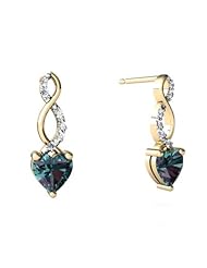 Created Alexandrite 14kt Yellow Gold Earrings