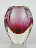 Glass Vase Pink Multicolor Beautiful 100% Handblown Art K76 (A25-1)