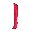 4 Inch Sexy Knee Hi Boot Pull On Cuffed Knee Boot 1/2 Inside Zip Single Sole Red Leather