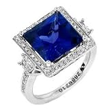 7.31 ct. tw. 18k White Gold Square Cut Genuine Fine Quality Deep Rich Color Tanzanite and Fancy Cut Diamond Ring with 5 Year Warranty and Manufacturers Appraisal