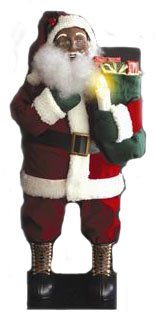 Animated and Illuminated African American Santa Figurine