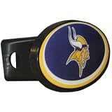 Minnesota Vikings Officially licensed NFL plastic hitch cover For SUV and Truck. Fits class III hitch receivers.