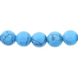 Blue/Black Line Turquoise : Ball-Plain - 6mm Diameter, No Grade - Sold by: 16 Inch Strand. with Angel Mountain Beads Heart Charm (.625 x .570 inches)