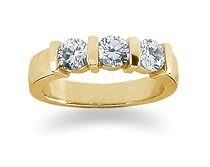 1.05 Three Stone Band in 18k Yellow Gold