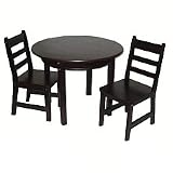 Lipper International Child's Round Table With Shelf And Two Chairs - Espresso