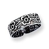 Sterling Silver Antiqued Flowers Toe Ring