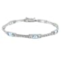 Sterling Silver Diamond Accented Emerald-Cut Blue Topaz Link Bracelet