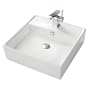 Kraus C-KCV-150-14301CH White Square Ceramic Sink and Unicus Basin Faucet, Chrome