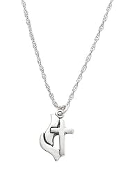 Sterling Silver One Sided Methodist Cross Charm with Thin Singapore Necklace