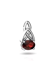Genuine Garnet 14kt White Gold Celtic Knot Pendant