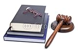 IMAGE OF Wallmonkeys Peel and Stick Wall Decals - Wooden Gavel, Glasses and Law Books - 60