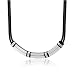Contemporary Statement: Stainless Steel Bar-link and Rubber Cord Necklace for Men