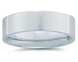 7 mm Plain Flat Comfort-Fit Men's Wedding Band in 14k White Gold
