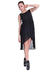 Goddess Asymmetric Grecian High-Low-Hem Scoop Neck Sleeveless  Dress