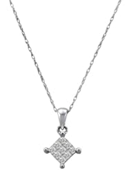 10k White Gold 1/4cttw, H-I Color, I1-I2 Clarity, Diamond Pendant Necklace, 18"