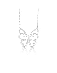 Sterling Silver 16" + 1.5" Extension CZ Butterfly Necklace