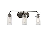 Kichler 45459OZ Braelyn 3-Light Vanity Fixture and Clear Seedy Glass, Olde Bronze Finish