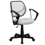 White Mesh Computer Chair with Arms [WA-3074-WHT-A-GG]