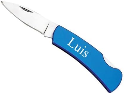Personalized Stainless Steel Lock-Back Knife (Blue)
