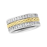 14K Two-Tone Gold Hand-Woven Diamond Eternity Ring - Sizes 5 - 8