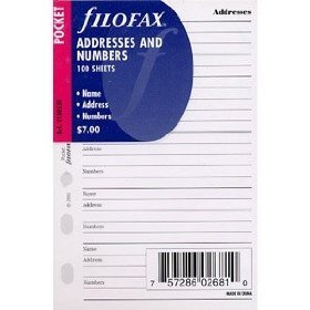 Filofax Pocket Name, Address and Phone Numbers