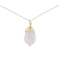 14K Gold on Silver Rose Quartz Bead Necklace - 18"